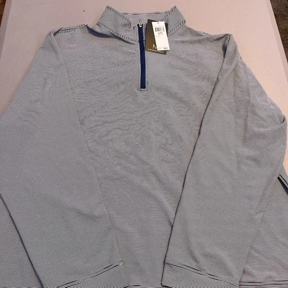 NEW Magaschoni Pullover Men's Size XXL Blue Striped 1/4 Zip Long Sleeve Casual - Picture 1 of 6